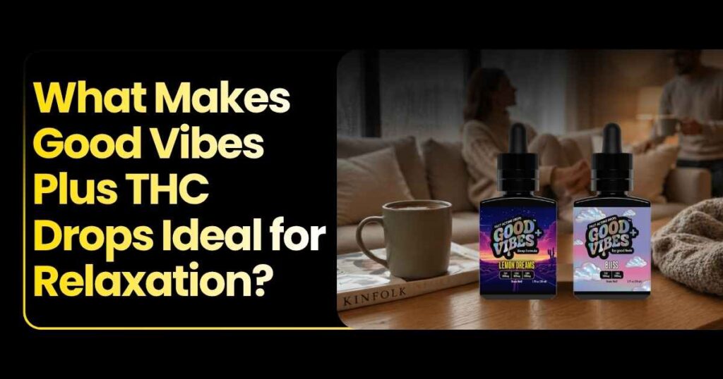 Good Vibes Plus THC drops ideal for relaxation and stress relief.