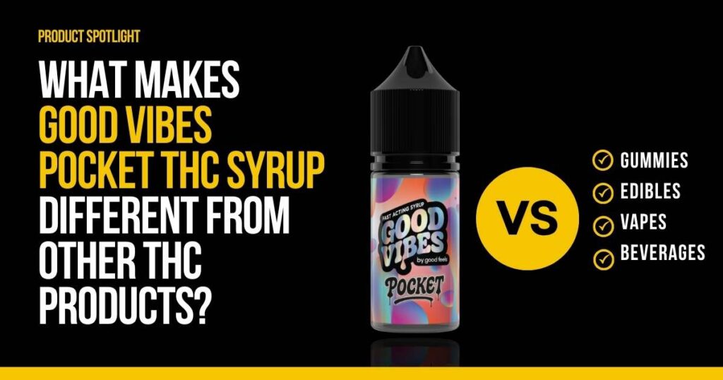 Good Vibes Pocket THC Syrup compared with gummies, vapes, and edibles