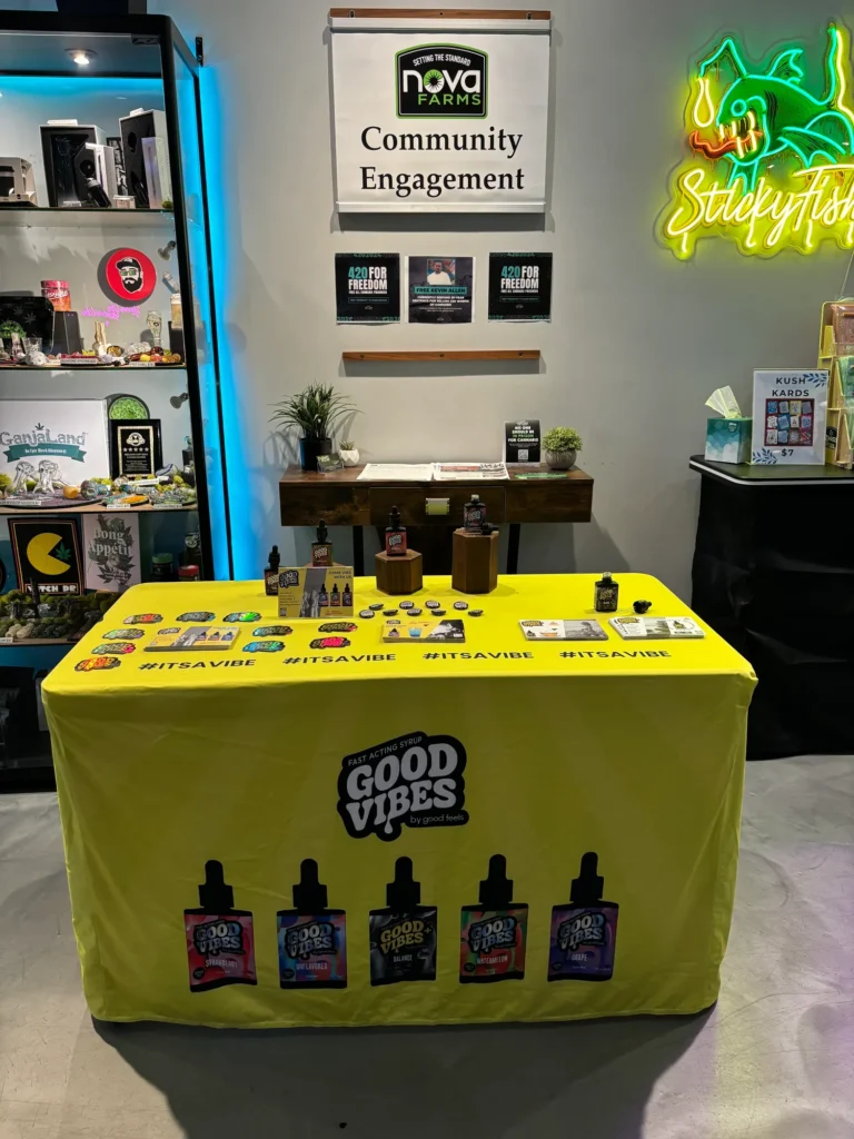 Bright branded display featuring fast-acting syrup and Balance at Nova Farms – Attleboro.