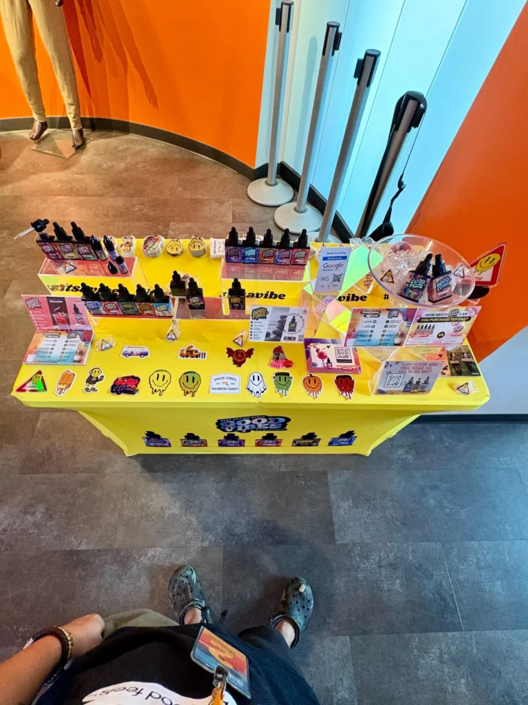Good Vibes display with Pride Vibes and Rainbow Candy packaging at Solar Cannabis – Seekonk.