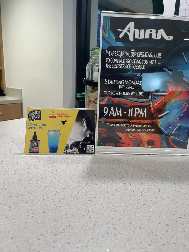 Bright retail display featuring Come Vibe at Aura – Fall River.