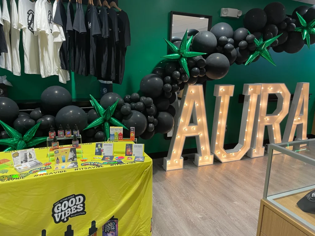 Playful countertop display featuring fast-acting syrup at Aura – Fall River.