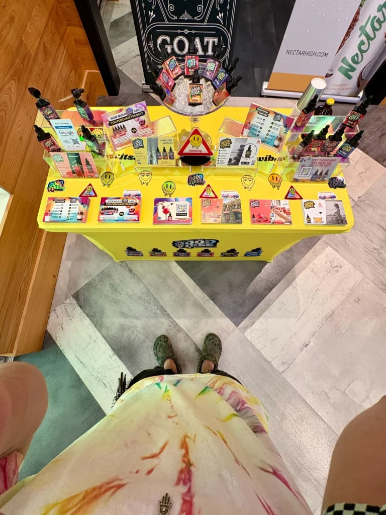 A Good Vibes display arranged across the retail counter at Dreamer - Southampton.
