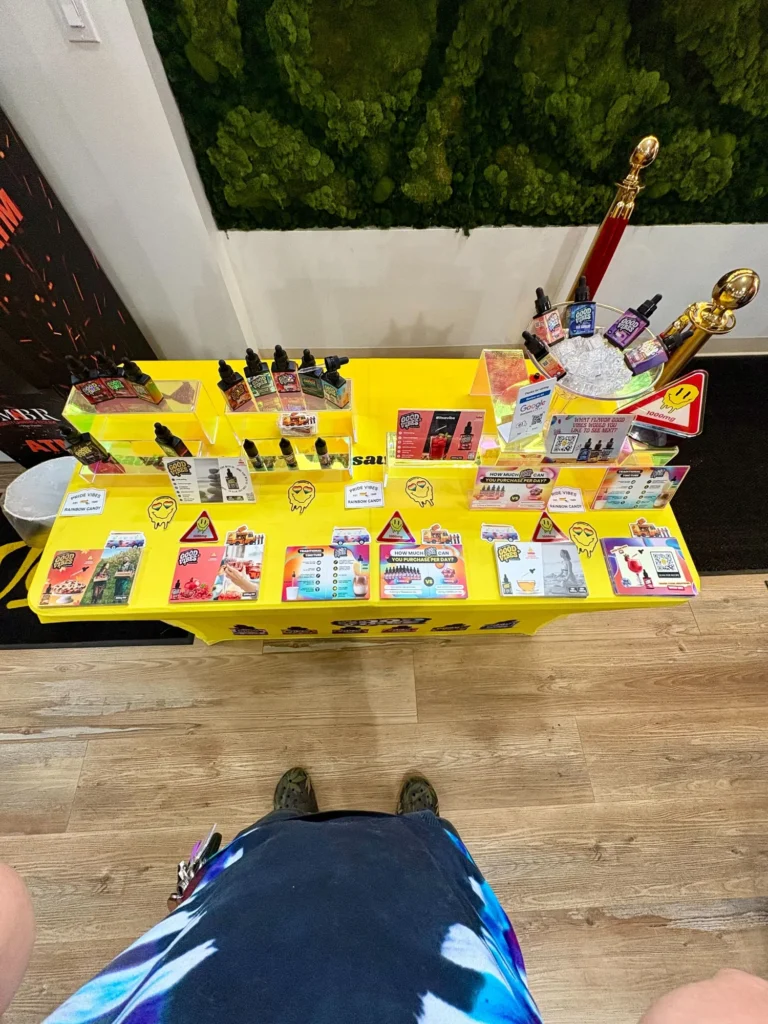 Good Vibes display with Pride Vibes and Rainbow Candy packaging at EMBR – Northampton.