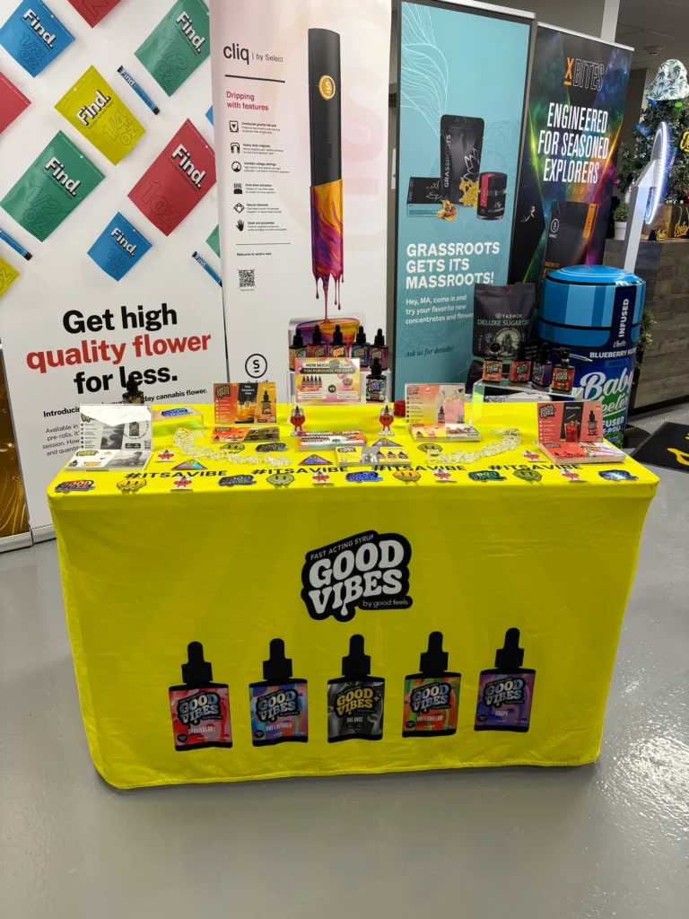 A Good Vibes sign anchoring the retail display at Liberty Market - Lanesborough.