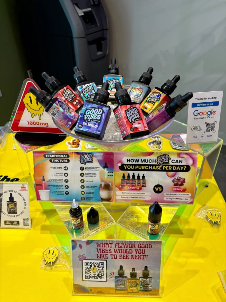Store-floor display at Dutchess Cannabis – Allston.