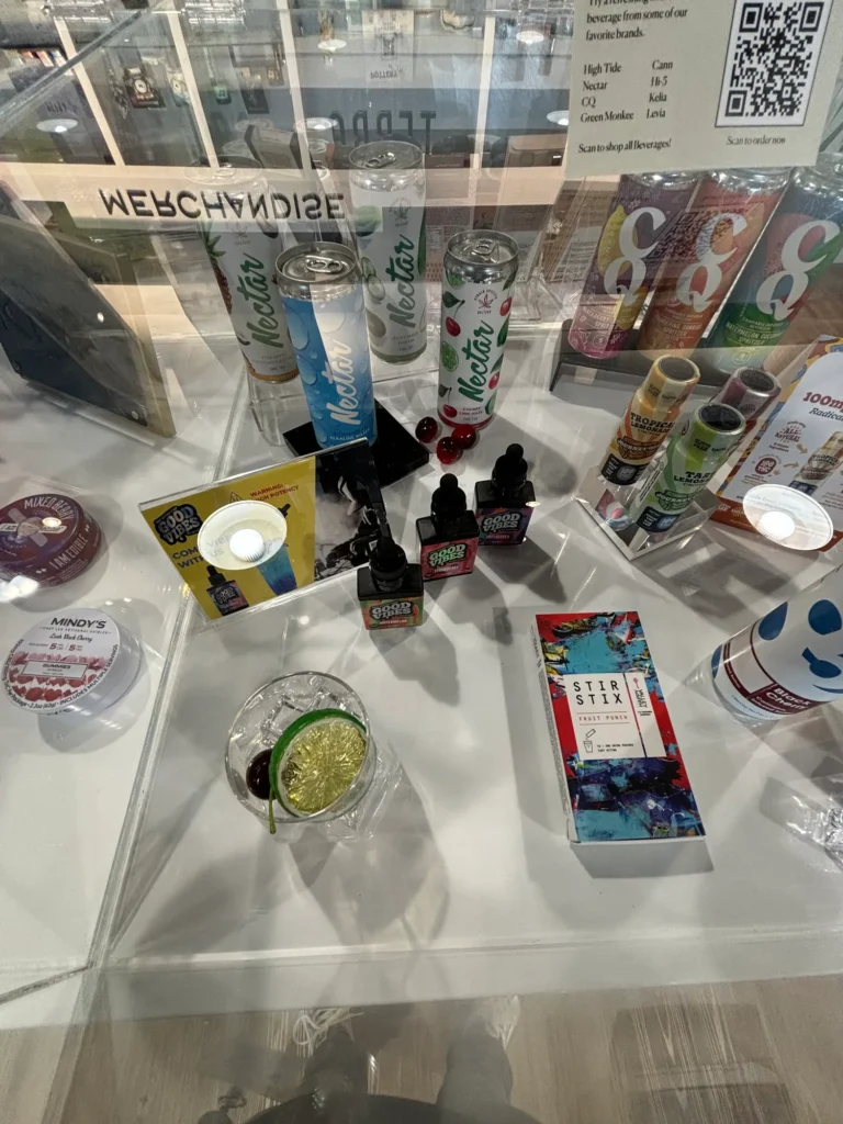 Welcoming retail display featuring Good Vibes products at South Shore Buds – Marshfield.