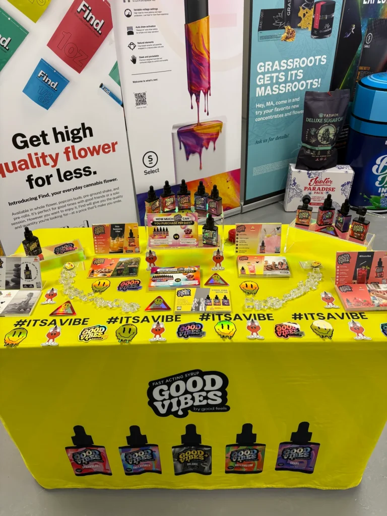 A Good Vibes sign anchoring the retail display at Liberty Market - Lanesborough.