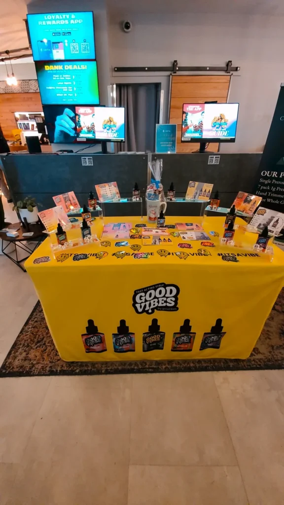 A Good Vibes sign anchoring the retail display at NETA - Northampton.