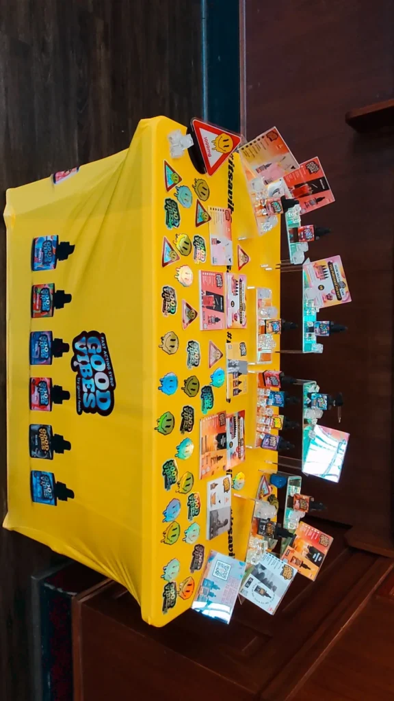A Good Vibes display arranged across the retail counter at NETA - Brookline.