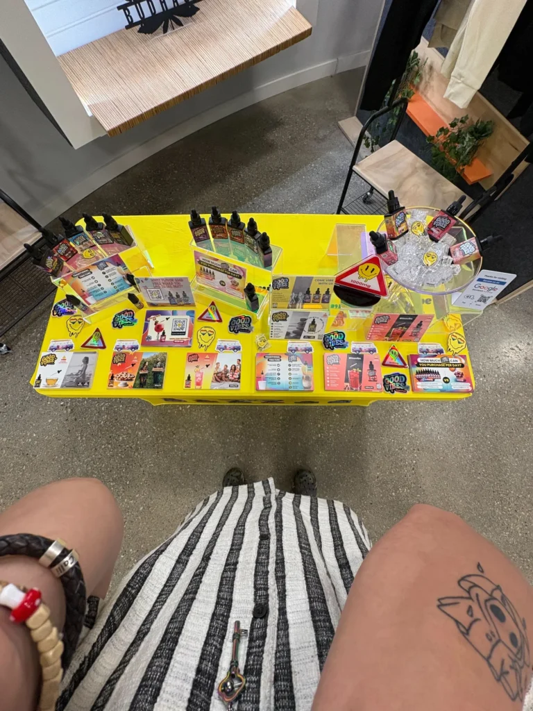 A retail display arranged across the counter at Budhaus - Pittsfield.
