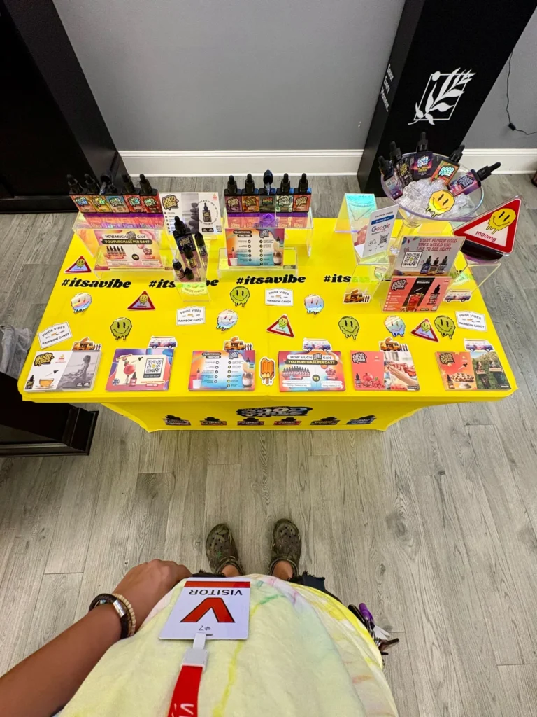 Good Vibes display with Pride Vibes and Rainbow Candy packaging at The Vault – Webster.