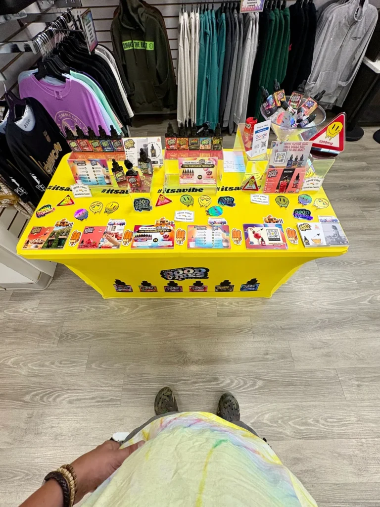 Good Vibes display with Pride Vibes and Rainbow Candy packaging at Commcan (Millis).