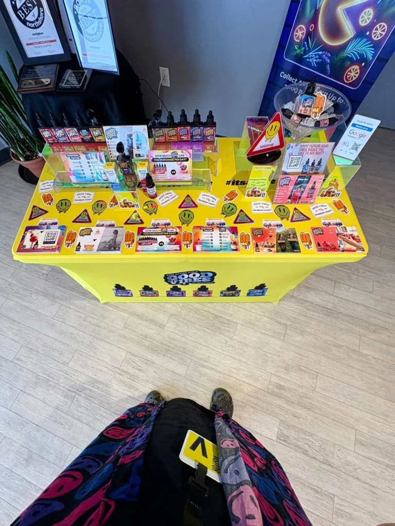 Good Vibes display with Good Vibes packaging and product information at Terpene Journey.