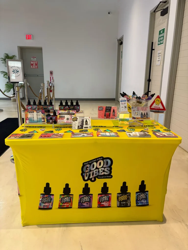 Good Vibes display with Blue Raspberry and Watermelon bottles at Northeast Alternatives – Seekonk.