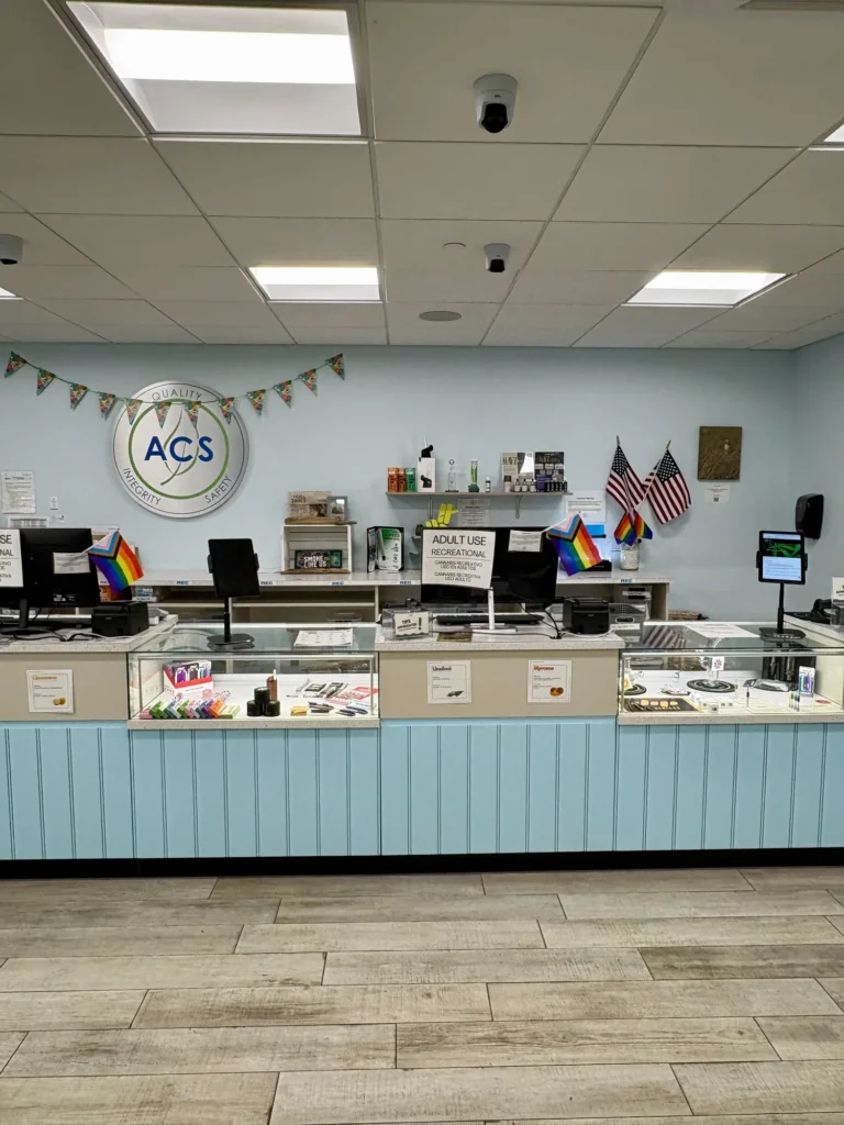 Alternative Compassion Services – Medical Only – Hull interior with Good Vibes packaging and product information.