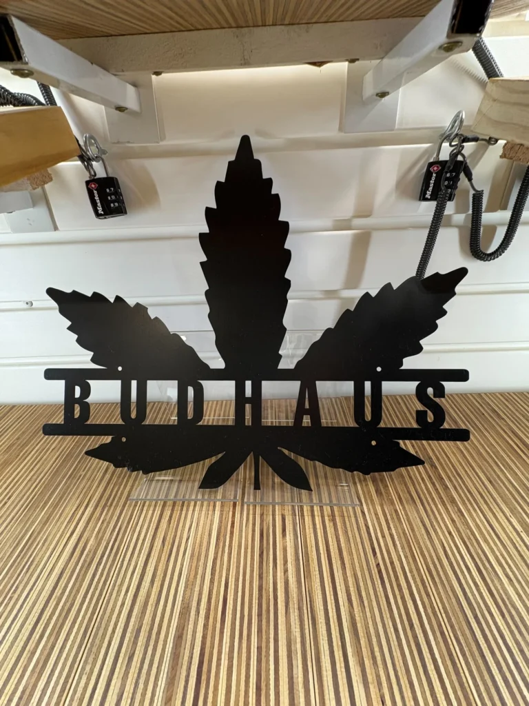 A retail display arranged across the counter at Budhaus - Pittsfield.