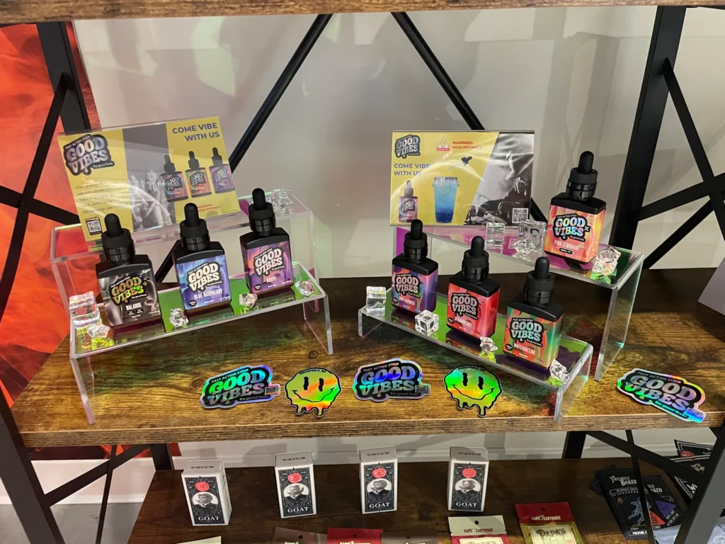 Polished bottle and retail display featuring fast-acting syrup and Watermelon at Dutchess Cannabis – Allston.