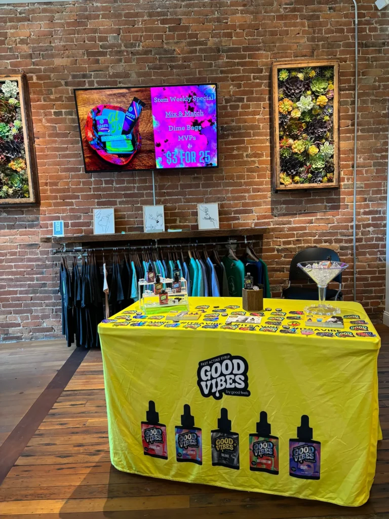 Polished branded display featuring fast-acting syrup and Watermelon at Stem – Haverhill.