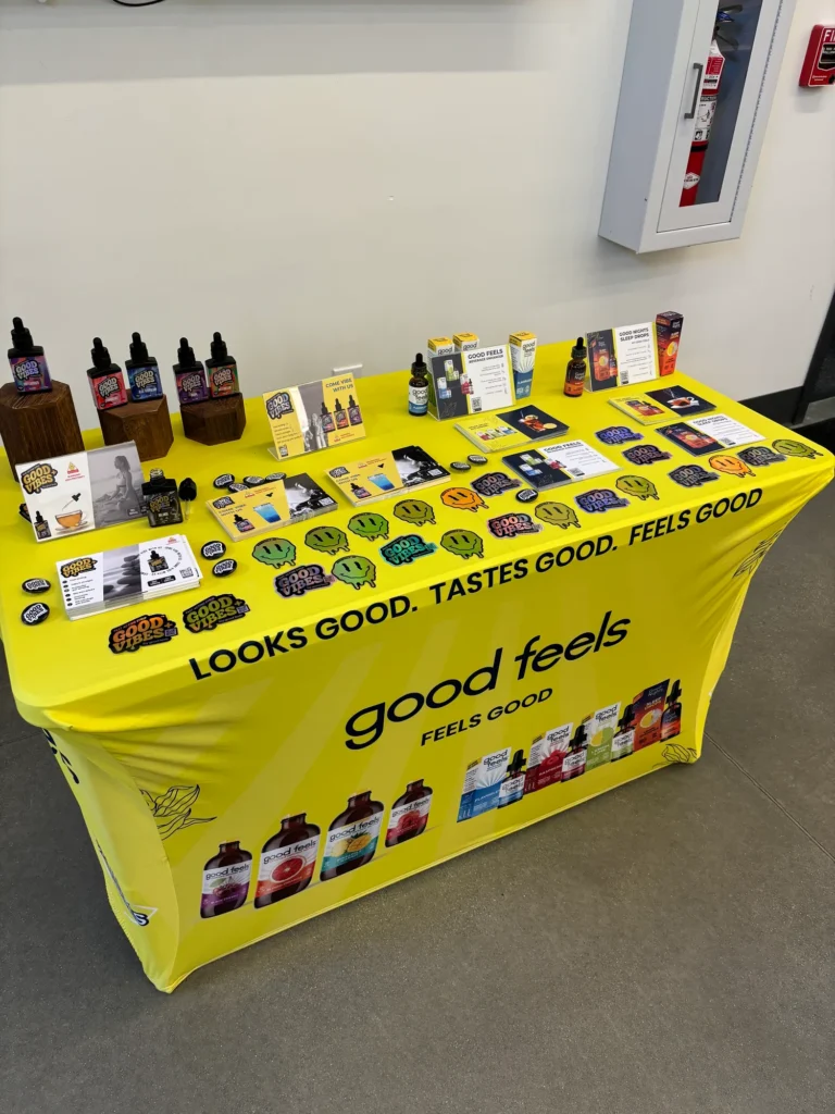 Polished retail display featuring Good Vibes products at NETA – Franklin.