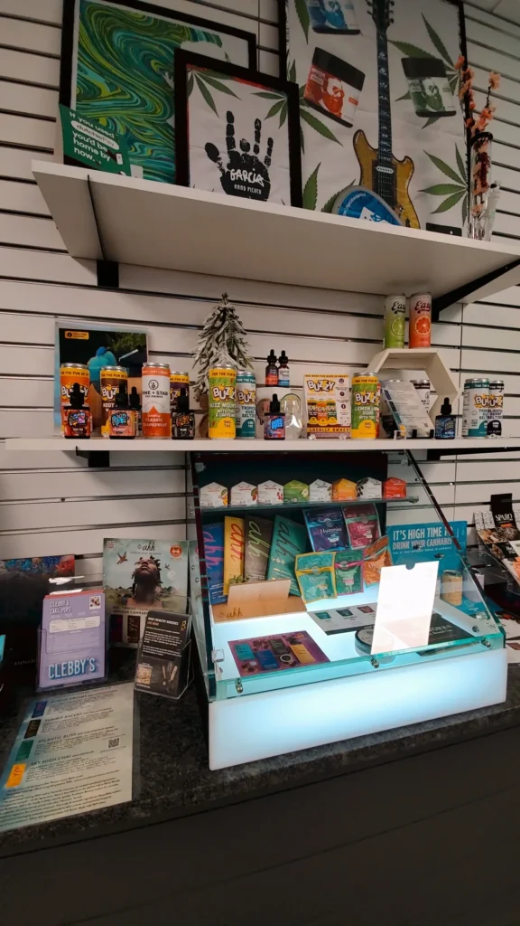 A retail sign anchoring the display at Collective Premium Cannabis - Littleton.