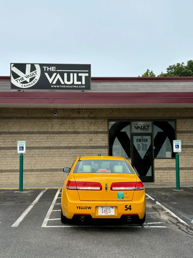 The Vault – Worcester interior with Good Vibes packaging and product information.