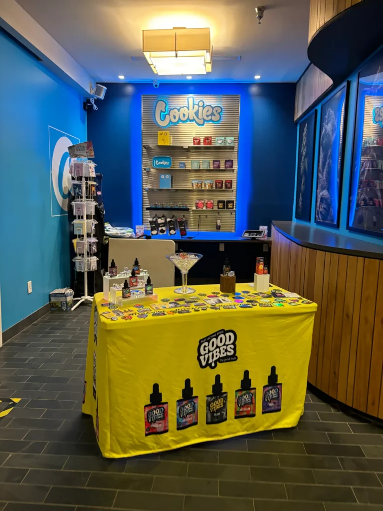 Warm branded display featuring products and signage at Berkshire Roots – Pittsfield.