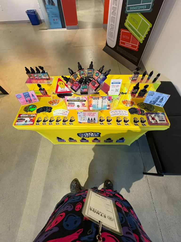 Good Vibes display with Pride Vibes and Rainbow Candy packaging at Ethos Cannabis – Fitchburg.