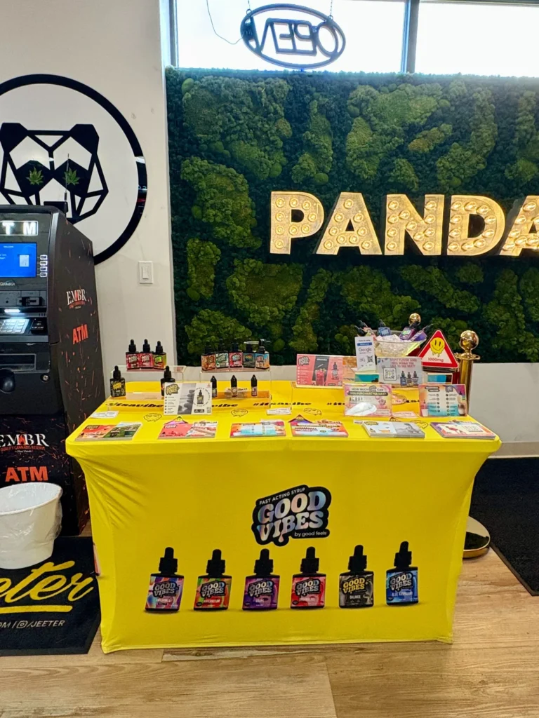 Good Vibes display with Good Vibes packaging and product information at EMBR – Northampton.