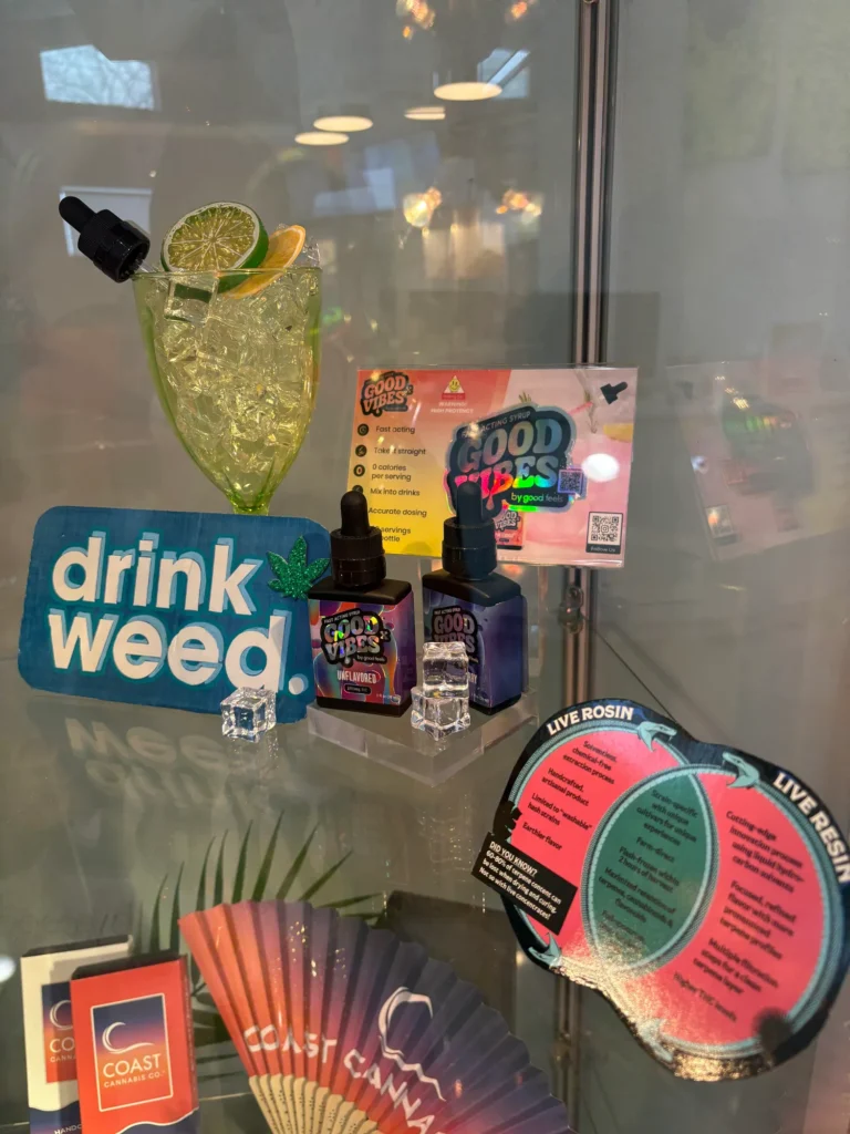 A Good Vibes sign anchoring the retail display at Bloom Brothers - Pittsfield.