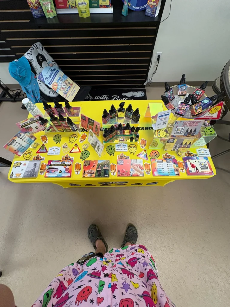 Good Vibes display with Pride Vibes and Rainbow Candy packaging at BeWell – Merrimac.
