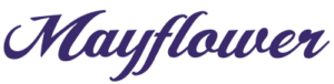 Mayflower logo in purple cursive script