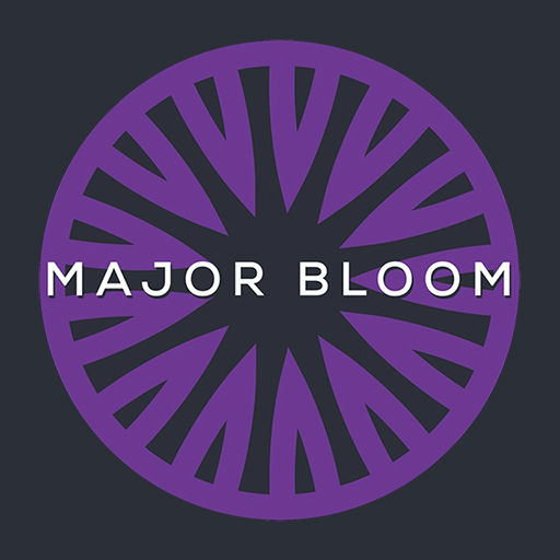 Major Bloom logo: a circular purple sunburst on a dark background with white 'MAJOR BLOOM' text across the middle.