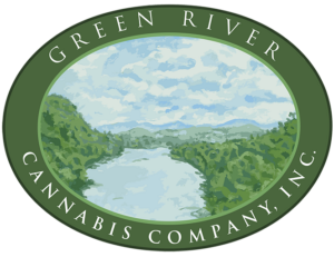 Green River Cannabis Company, Inc. logo with a river landscape inside a green oval edge.