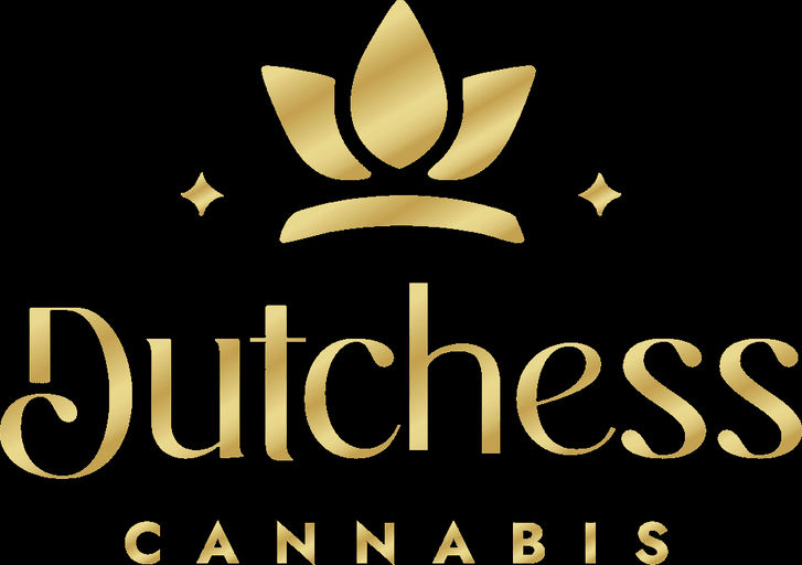 Dutchess Cannabis logo: gold crown above the brand name on a black background.
