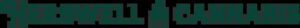 Herbwell & Cannabis logo with teal wordmark and a cannabis leaf icon between words.