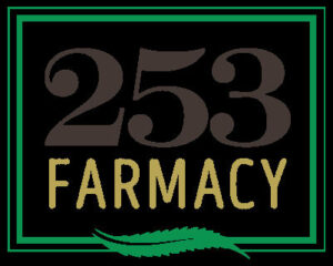 Logo for 253 Farmacy with large '253' above 'FARMACY' inside a green bordered frame and a leaf motif.