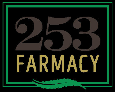 Logo for 253 Farmacy with large '253' above 'FARMACY' inside a green bordered frame and a leaf motif.
