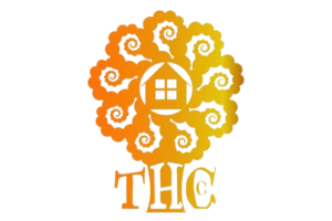 Logo featuring an orange-to-yellow spiral tree with a central house icon and the letters THC beneath.