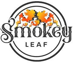 Logo for Smoky Leaf: circular emblem with a double ring, an orange world map, and the 'Smoky Leaf' wordmark