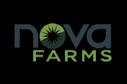 Nova Farms logo: dark gray 'nova' with green 'FARMS', the 'o' stylized as a sunburst.
