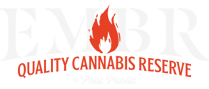 Ember Quality Cannabis Reserve by Phat Panda logo with white 'EMBER', red curved 'Quality Cannabis Reserve' and a red flame icon