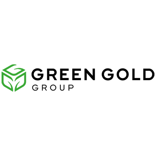 Company logo with a green leaf icon on the left and bold black text on the right
