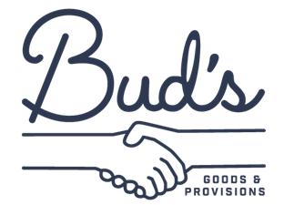 Budis logo with cursive text and a handshake, plus the words Books & Provisions.