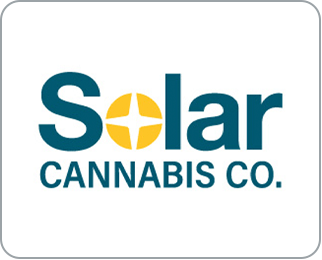 Solar Cannabis Co. brand logo with teal text and yellow sun emblem
