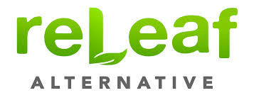 Logo: green 'releaf' wordmark with a leaf-shaped 'l' and gray 'ALTERNATIVE' tagline beneath.