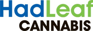 HadLeaf Cannabis logo: blue 'Had', green 'Leaf', and black 'CANNABIS' text.