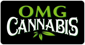 OMG Cannabis logo on black background with green 'OMG' and white 'CANNABIS' text and a leaf motif.