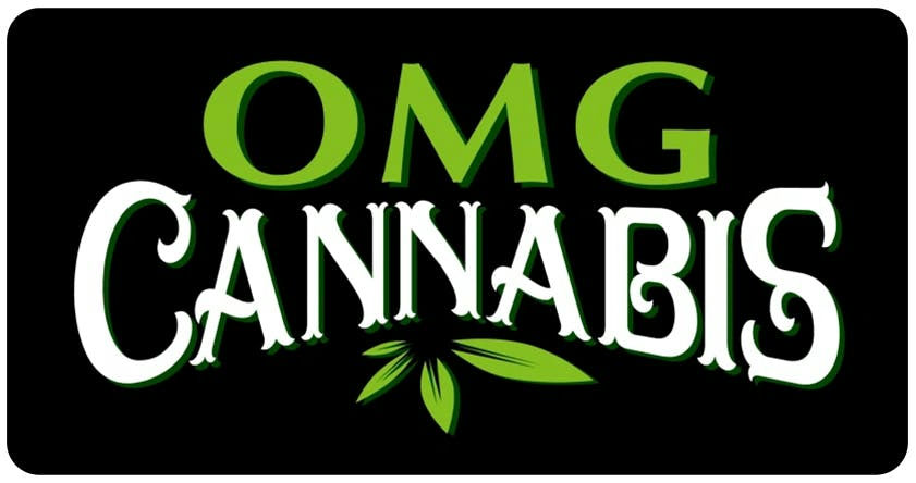 OMG Cannabis logo on black background with green 'OMG' and white 'CANNABIS' text and a leaf motif.