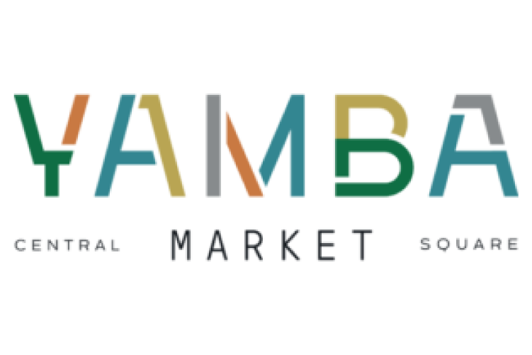 Logo for Yamba Central Market Square featuring multicolored letters with the words 'CENTRAL MARKET SQUARE' below.